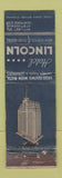 Matchbook Cover - Hotel Lincoln New York City Lion Canada 1929 WORN