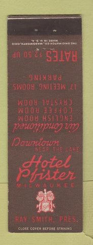 Matchbook Cover - Hotel Pfister Milwaukee WI