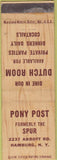 Matchbook Cover - Pny Post Hamburg NY