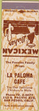 Matchbook Cover - La Paloma Cafe San Pedro CA cactus Mexican