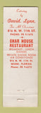 Matchbook Cover - Char House Restaurant Miami FL