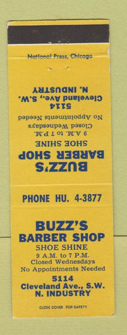 Matchbook Cover - Buzz's Barber Shop