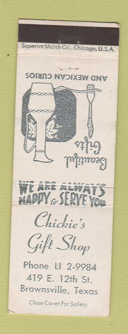 Matchbook Cover - Chickie's Gift Shop Brownsville TX