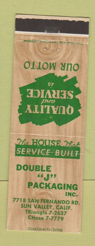 Matchbook Cover - Double J Packaging Sun Valley CA