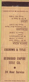 Matchbook Cover - Redwood Title Petaluma Ukiah Santa Rosa CA