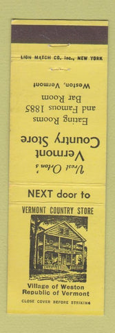 Matchbook Cover - Vermont Country Store Weston VT
