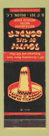 Matchbook Cover - South of the Border Motel Restaurant Dillon SC