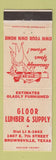 Matchbook Cover - Gloor Lumber Supply Brownsville TX