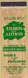 Matchbook Cover - Double J Packaging Sun Valley CA