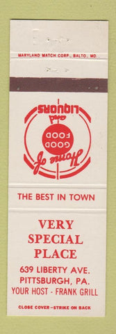 Matchbook Cover - Very Special Place Restaurant Pittsburgh PA