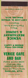 Matchbook Cover - Venice Cafe Bar Rawlings WY