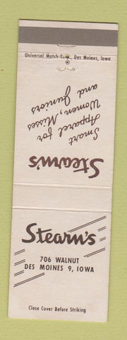 Matchbook Cover - Stearn's Women's Clothes Des Moines IA