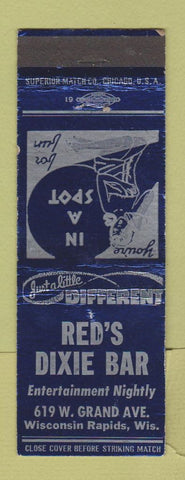 Matchbook Cover - Red's Dixie Bar Wisconsin Rapids WI girlie