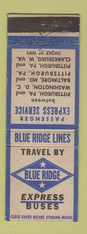 Matchbook Cover - Blue Ridge Express Buses Pittsburgh PA Washington DC