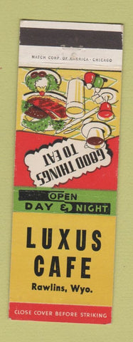Matchbook Cover - Luxus Cafe Rawlins WY