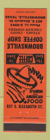 Matchbook Cover - Brownsville Coffee Shop TX
