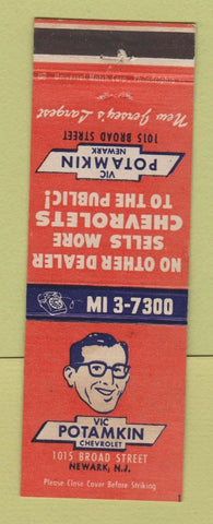 Matchbook Cover - Vic Potamkin Chevrolet Newark NJ