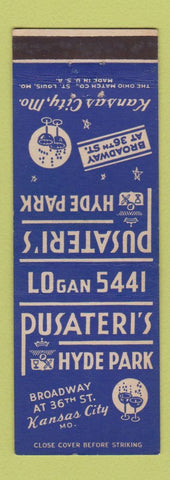 Matchbook Cover - Pusateri's Hyde Park Kansas City MO