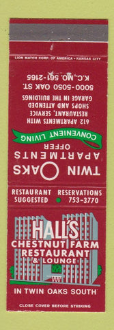 Matchbook Cover - Hall's Chestnut Farm Restaurant Lounge Kansas City MO
