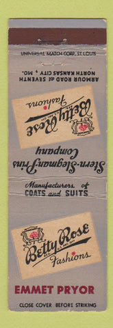 Matchbook Cover - Betty Rose Women's Clothes North Kansas City MO Emmet Pryor