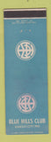 Matchbook Cover - Blue Hills Club Kansas City MO
