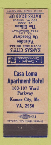 Matchbook Cover - Casa Loma Apartment Hotel Kansas City MO