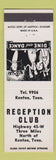 Matchbook Cover - Reception Club Kenton TN