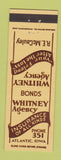 Matchbook Cover - Whitney Insurance Agency Atlantic IA RE McCauley