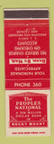 Matchbook Cover - Peoples National Bank Rocky Mount NC