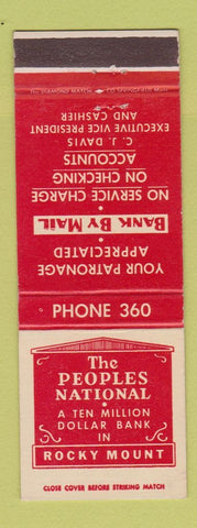 Matchbook Cover - Peoples National Bank Rocky Mount NC