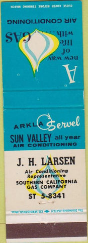 Matchbook Cover - JH Larsen Air Conditioning Southern California Gas
