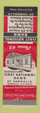 Matchbook Cover - First National Bank Vandalia IL