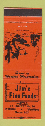 Matchbook Cover - Jim's Fine Foods Evanston WY
