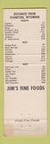 Matchbook Cover - Jim's Fine Foods Evanston WY