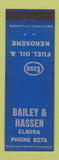 Matchbook Cover - Bailey Hassen Esso oil gas Elmira NY