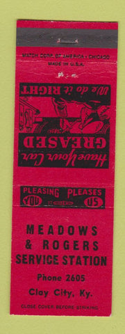 Matchbook Cover - Meadows & Rogers Service oil gas Clay City KY