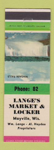Matchbook Cover - Lange's Market Locker Mayville WI low phone #