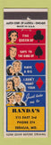 Matchbook Cover - Randa's Sedalia MO low phone #
