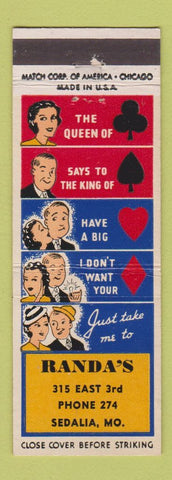 Matchbook Cover - Randa's Sedalia MO low phone #
