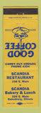 Matchbook Cover - Scandia Restaurant Galesburg IL low phone # WEAR