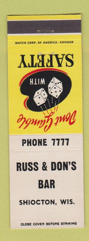 Matchbook Cover - Russ & Don's Bar Shiocton WI