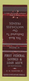 Matchbook Cover - First Federal Savings Loan Pottstown PA low phone #