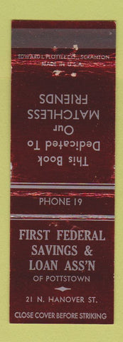 Matchbook Cover - First Federal Savings Loan Pottstown PA low phone #