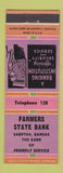 Matchbook Cover - Farmers State Bank Sabetha KS low phone #