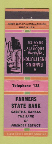 Matchbook Cover - Farmers State Bank Sabetha KS low phone #