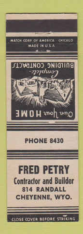 Matchbook Cover - Fred Petry Contractor Builder Cheyenne WY