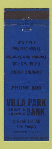 Matchbook Cover - Villa Park Trust Savings Bank IL? Low phone #