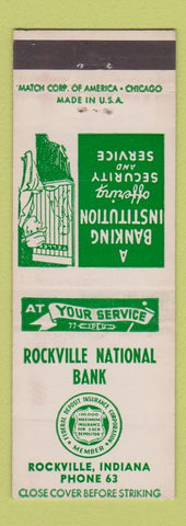 Matchbook Cover - Rockville National Bank Rockville IN low phone #