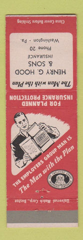 Matchbook Cover - Henry Hood Insurance Washington PA low phone #