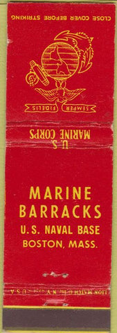Matchbook Cover - Marine Barracks Boston MA US Naval Base